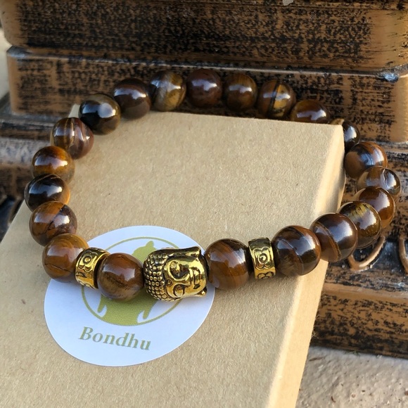 🤎 Tiger’s Eye Mala Bead Bracelet with Buddha Bead - Picture 3 of 8